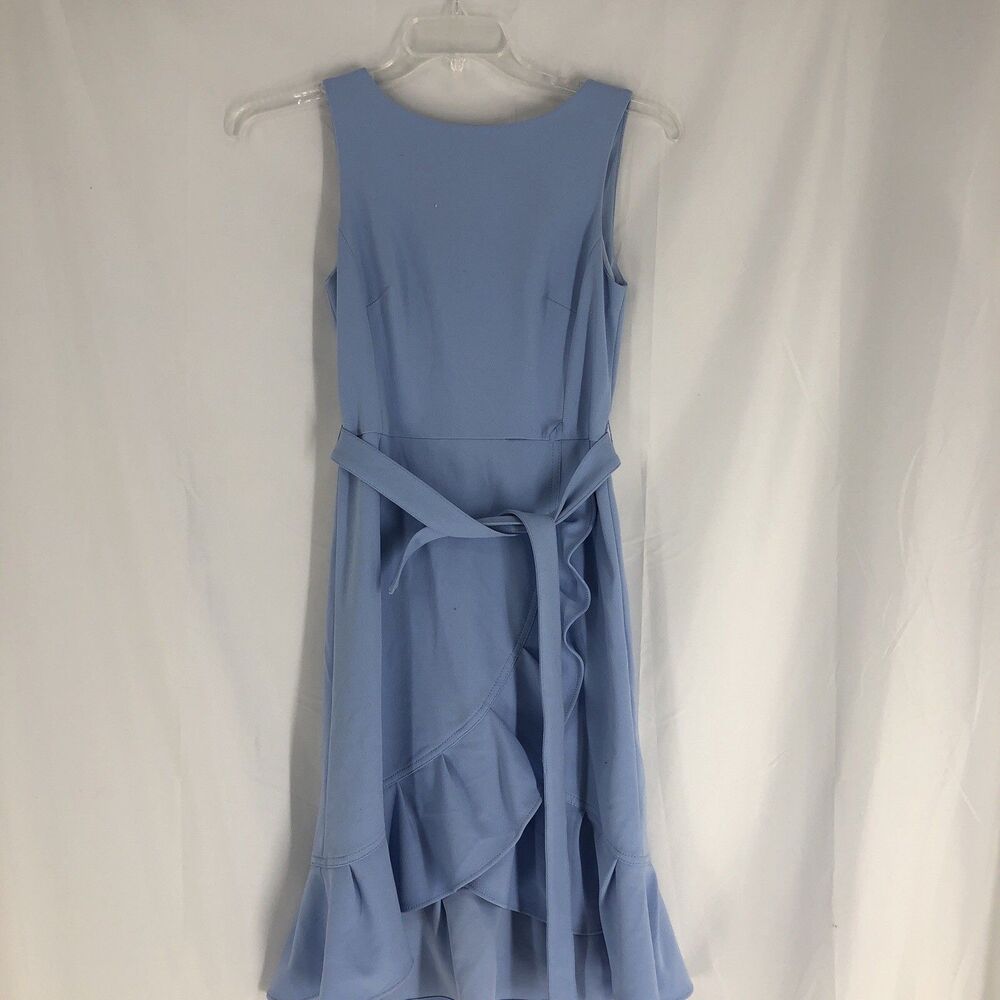 Calvin Klein Sleeveless Dress with Flutter Hem With Tie Size 2 Pale Blue